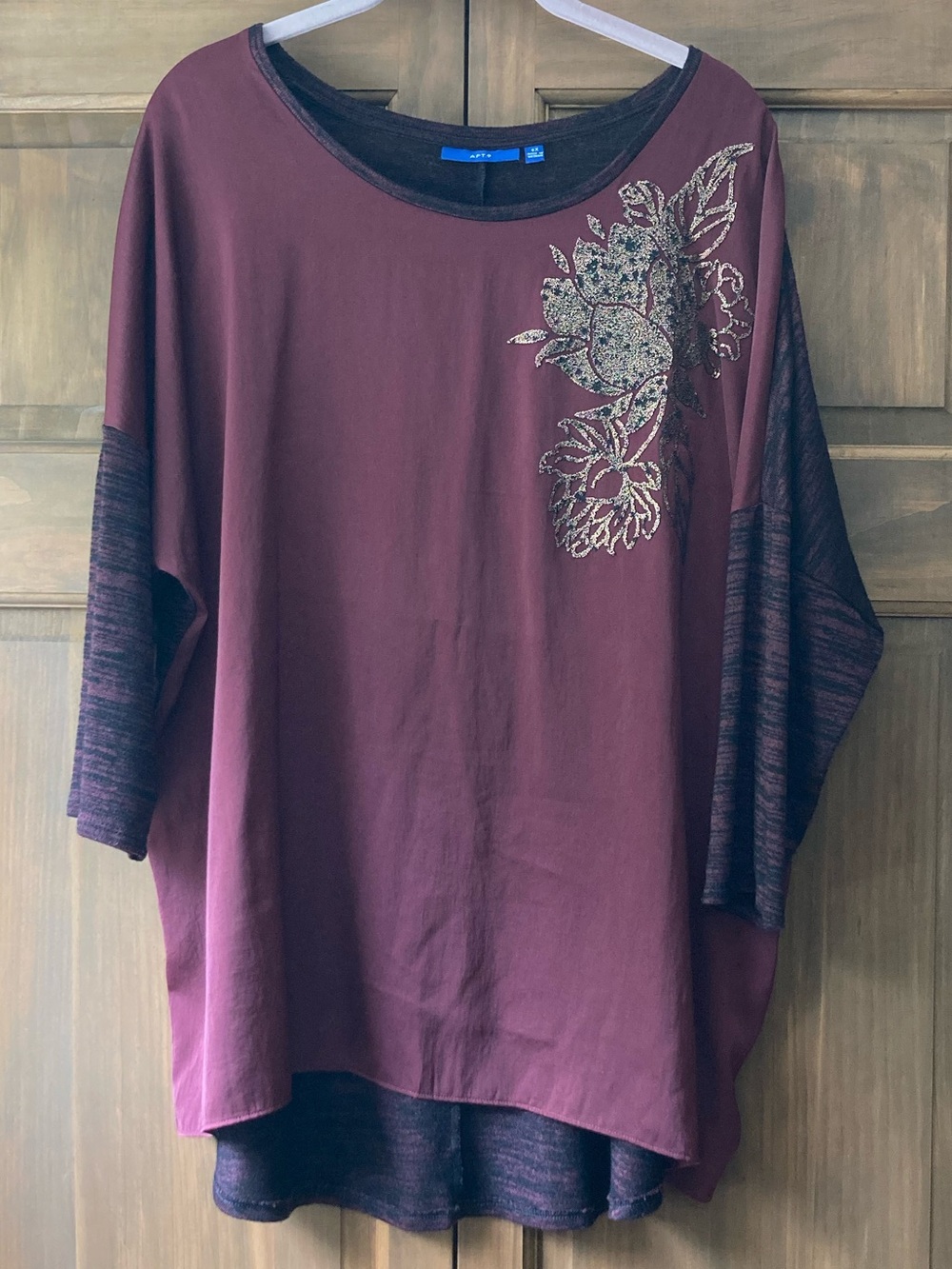 Apt. 9 Maroon Mixed Fabrics Top 0X